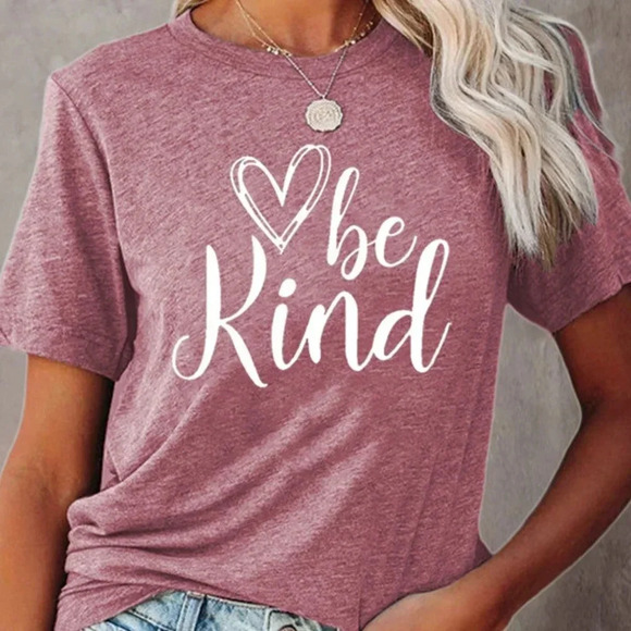 BE KIND NEW WOMENS PINK GRAPHIC TEE TOP TSHIRT SHIRT SUMMER CAUSAL FALL SIZE S - Picture 2 of 6